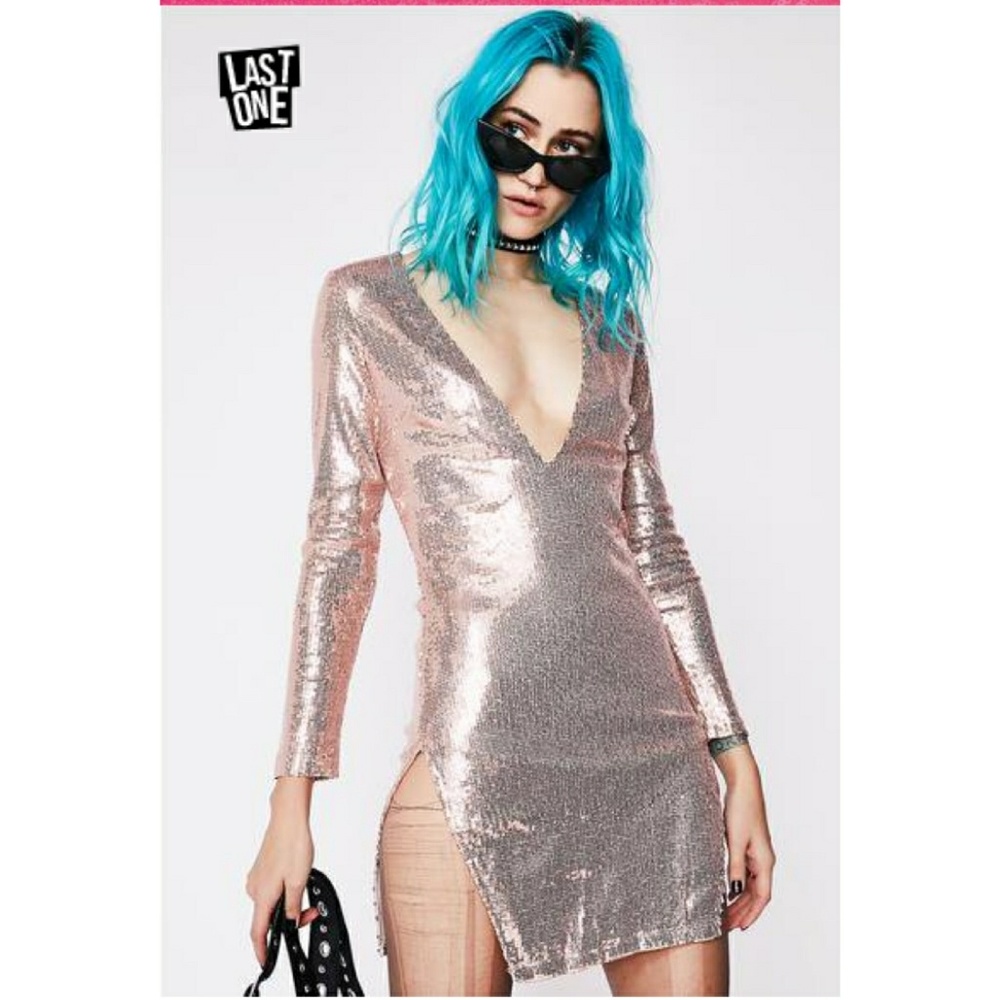 Rose Gold Sequined Mini Dress